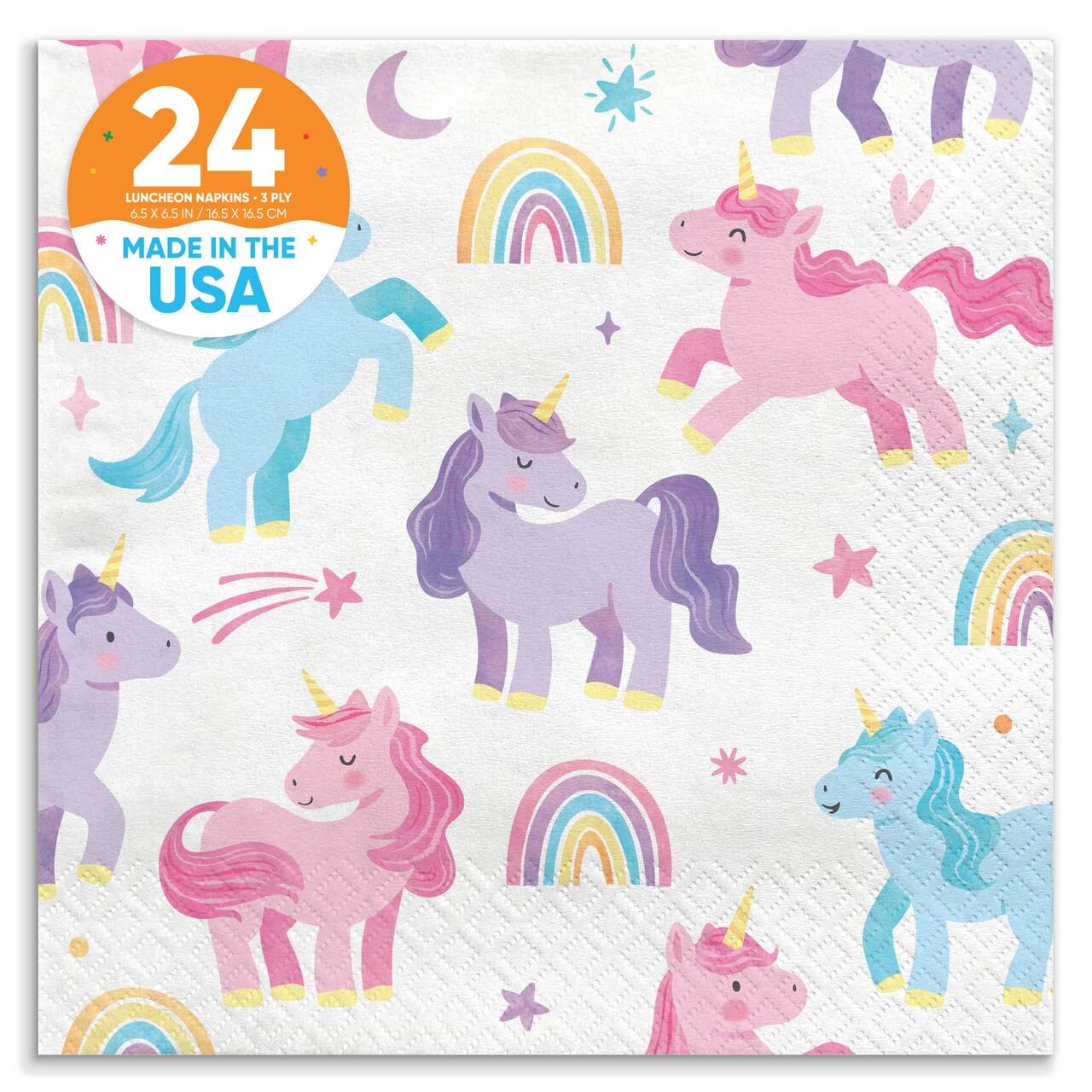 Big Dot of Happiness Unicorn Napkins, Rainbow Birthday Party Decor, White 3-Ply Paper Luncheon Dinner Napkins for Girls Unicorn Party - 24 Count